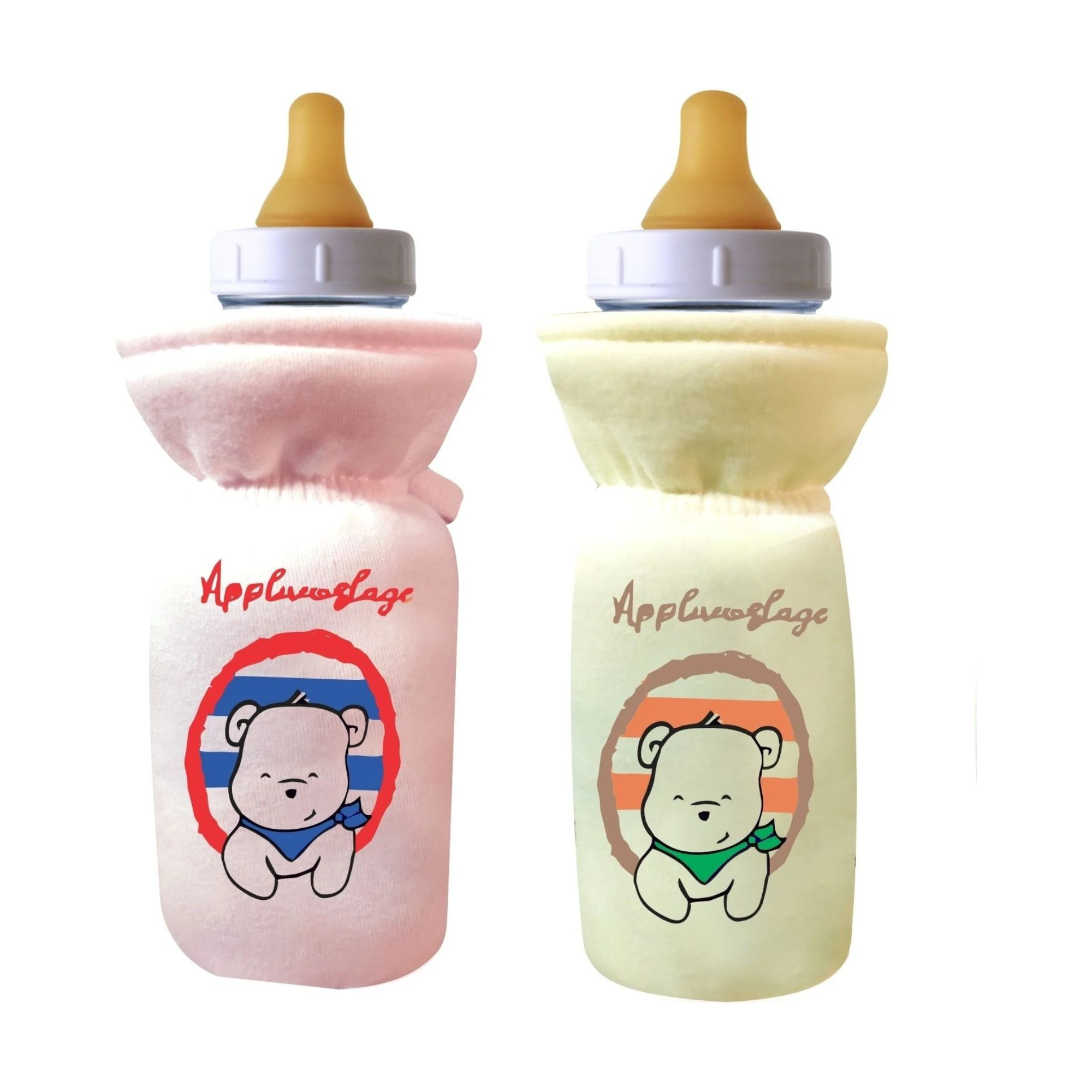 Stretchable Baby Feeding Bottle Cover Pink-Yellow 
